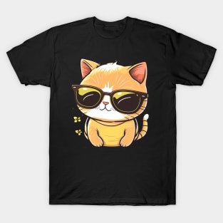 Cute ginger cat wearing sunglasses T-Shirt